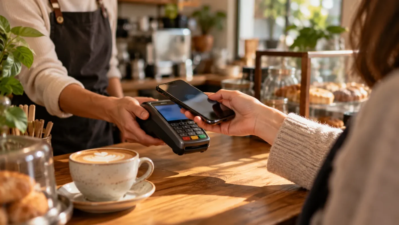 Bir kafede temassız ödeme anı – Sanal Pos Nedir