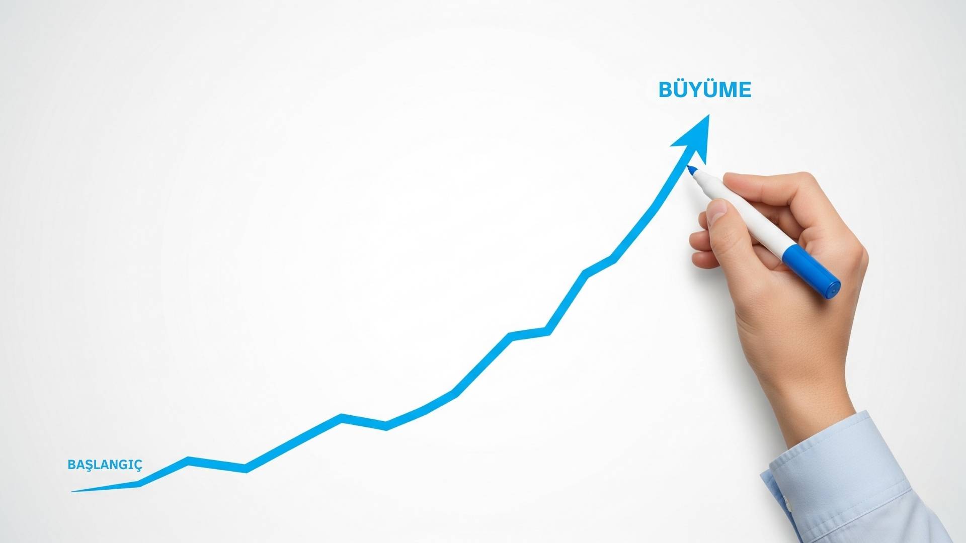 Temiz ve minimalist bir arka plan üzerinde, yukarı doğru ivmelenen parlak bir çizgi grafik.