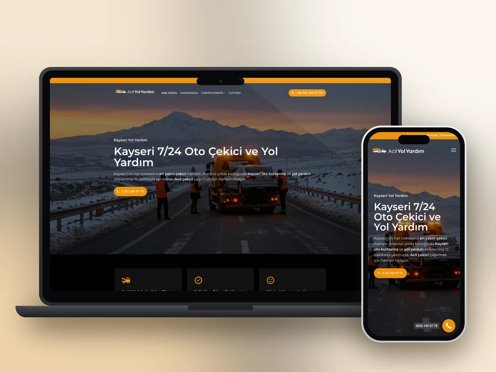 Acil Yol Yardım Kayseri web sitesi projesi – A2A Dijital