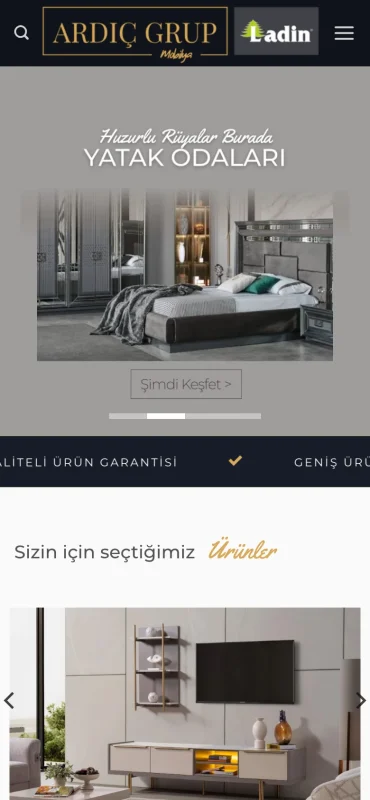 Ardıç Mobilya mobil görünüm – A2A Dijital