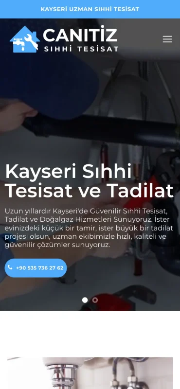Canıtiz Sıhhi Tesisat mobil görünüm – A2A Dijital