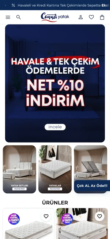 Cennet Yatak mobil görünüm – A2A Dijital