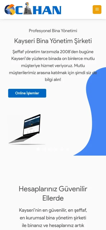 Cihan Bina Yönetimi mobil görünüm – A2A Dijital