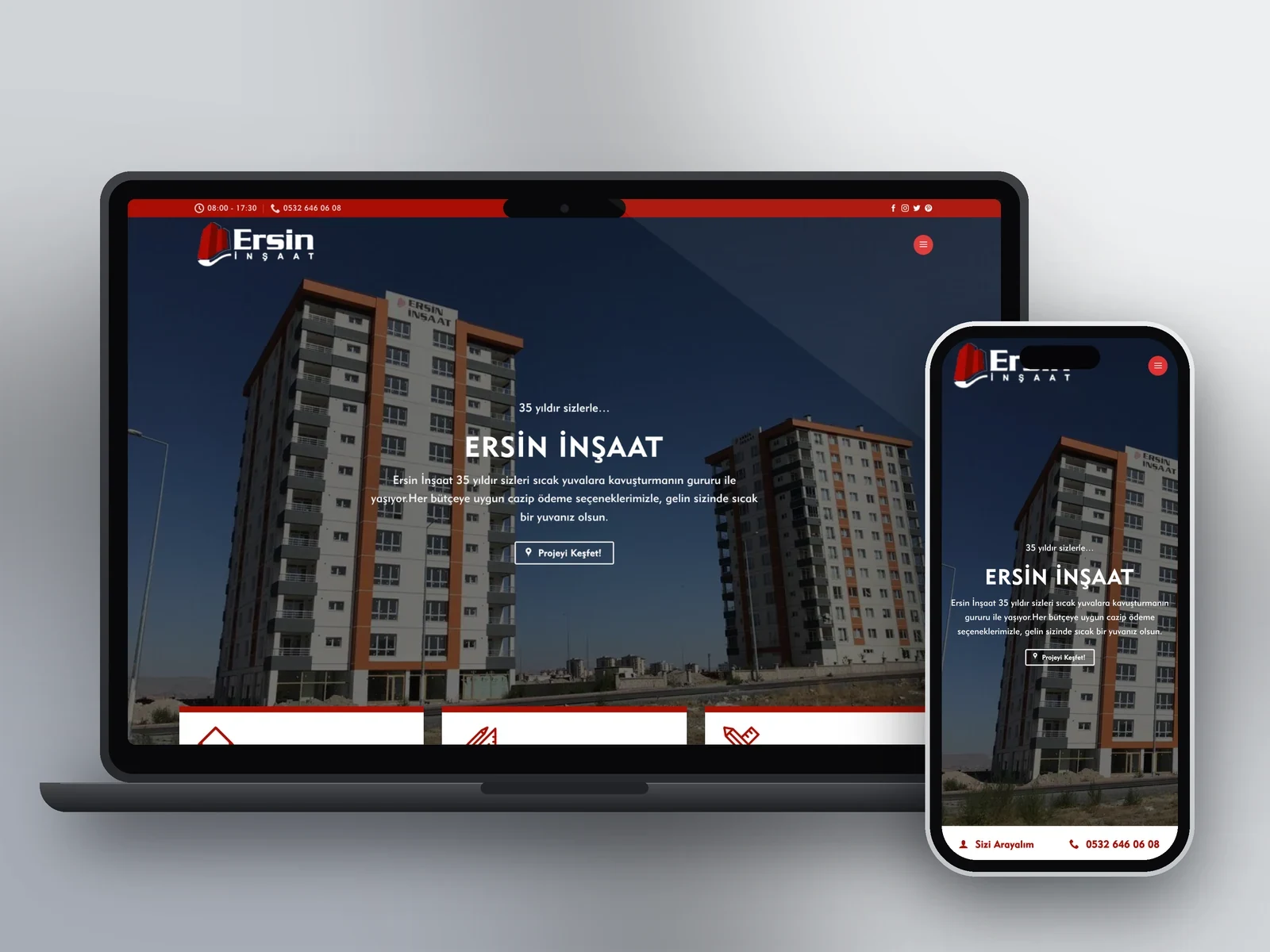 Ersin İnşaat web sitesi projesi – A2A Dijital