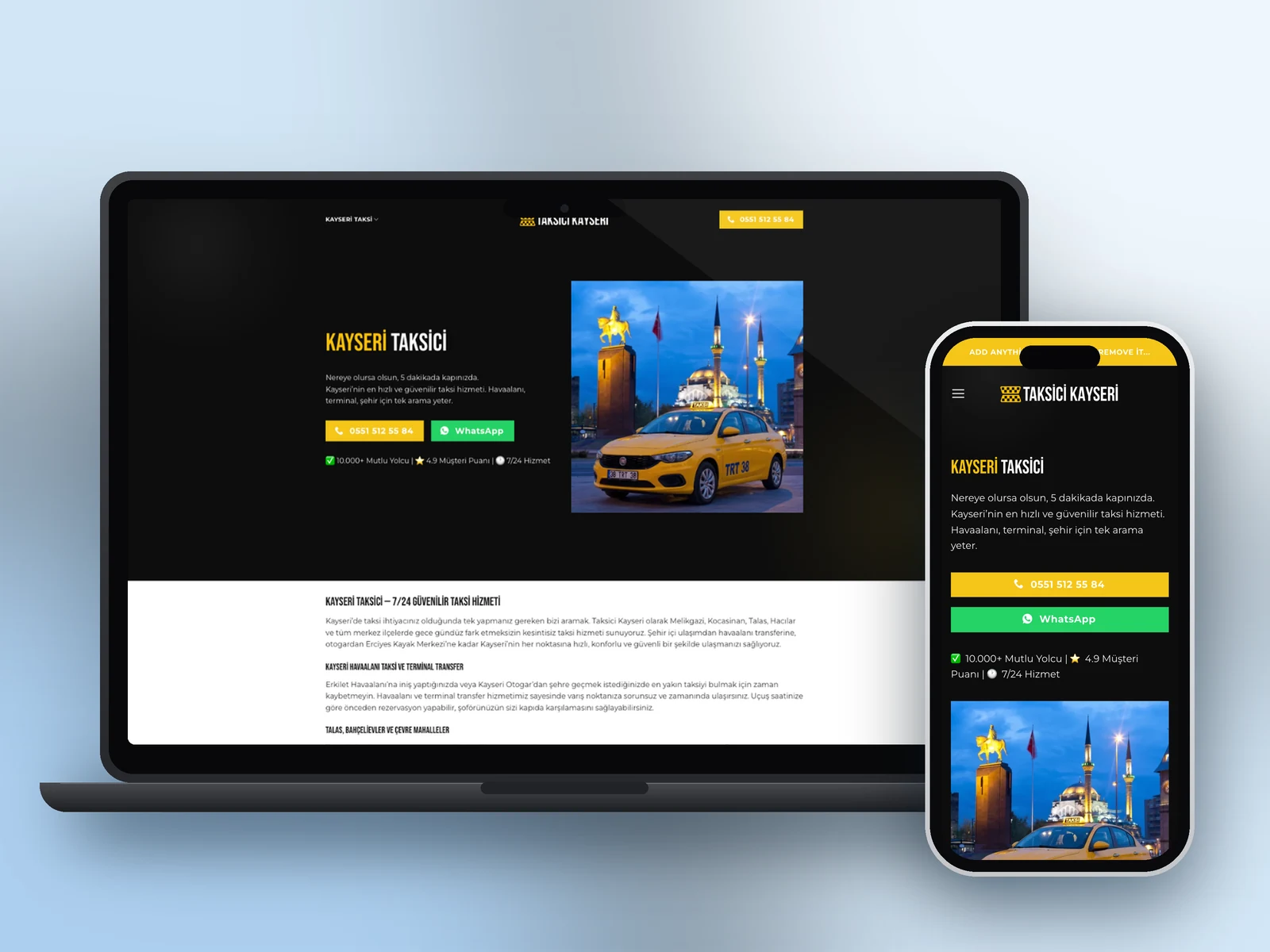 Kayseri Taksi web sitesi projesi – A2A Dijital