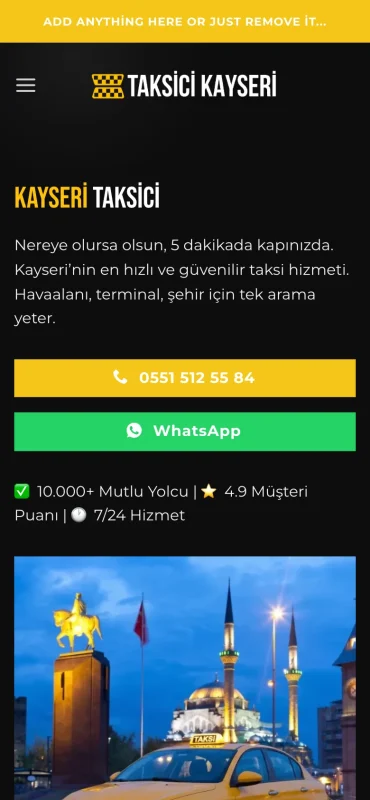 Kayseri Taksi mobil görünüm – A2A Dijital