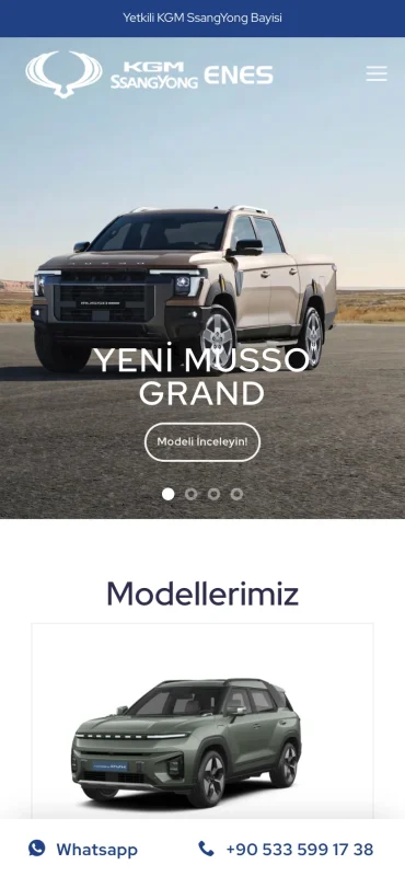 KGM ENES OTO mobil görünüm – A2A Dijital
