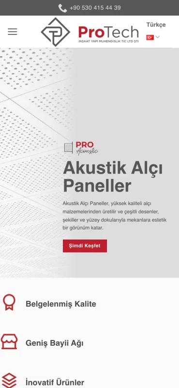 Protech Yapı mobil görünüm – A2A Dijital