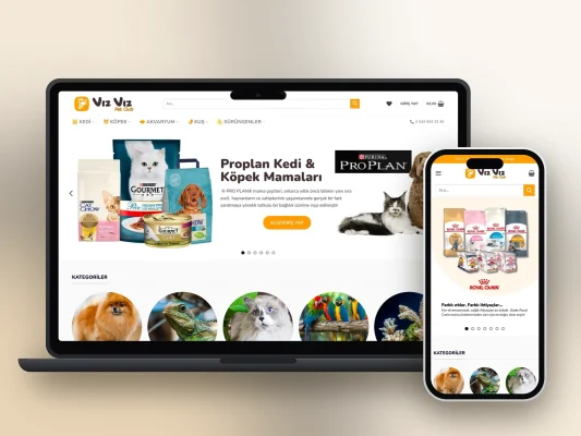 Vız Vız Pet Shop web sitesi projesi – A2A Dijital