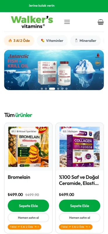Walkers Witamins mobil görünüm – A2A Dijital